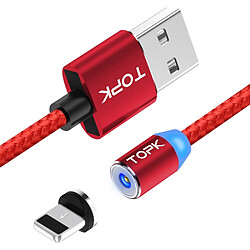 Wewoo Câble de charge magnétique tressé en nylon de 2 m2,4 AUSB vers iPhone Lightning iPhone 8 brochesNylon avec indicateur LED rouge