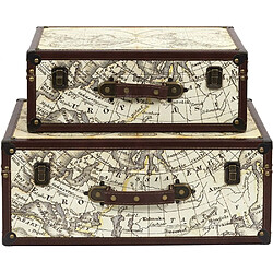 The Home Deco Factory Set de 2 malles en bois Mappemonde.