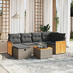 vidaXL Salon de jardin avec coussins 7 pcs gris résine tressée