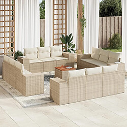 Maison Chic Salon de jardin avec coussins 13 pcs | Ensemble de Table et chaises | Mobilier d'Extérieur beige résine tressée -GKD74758