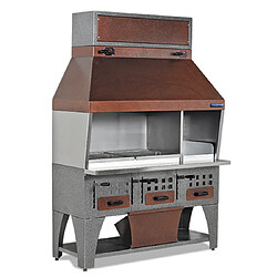 Mastro Barbecue charbon de bois 1400 mm avec auvent sur armoire avec tiroir à charbon - Virtus