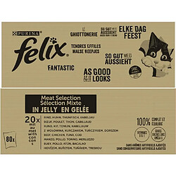 Acheter FELIX Tendres Effiles en Gelee Selection Mixte - 80 x 85g - Sachets fraicheur pour chat