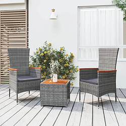 vidaXL Ensemble de salon de jardin 3 pcs gris poly rotin et acacia