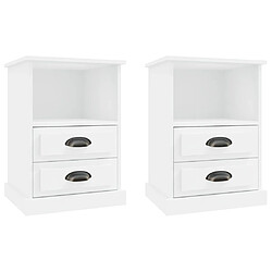 Maison Chic Lot de 2 Tables de chevet,Table de nuit,Table d'appoint pour salon blanc 43x36x60 cm -MN18200