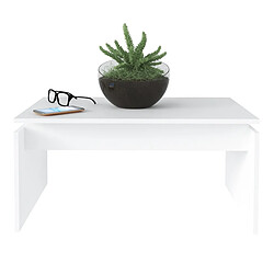 Acheter Pegane Table basse salon en bois coloris blanc - Longueur 80 x Profondeur 50 x Hauteur 38 cm