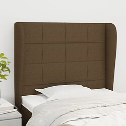 vidaXL Tête de lit avec oreilles Marron foncé 103x23x118/128 cm Tissu