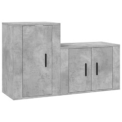 Maison Chic Ensemble de meubles TV 2 pcs pour salon - gris béton bois d'ingénierie -MN61036