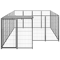 Helloshop26 Chenil extérieur cage enclos parc animaux chien 8,47 m² 110 cm acier noir 02_0000558