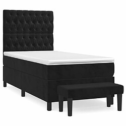 Maison Chic Lit adulte- Lit + matelas,Sommier à lattes de lit avec matelas Noir 90x200 cm Velours -GKD43360