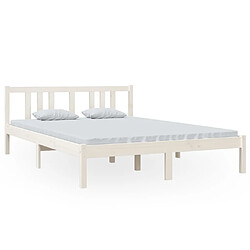 Maison Chic Lit adulte - Lit simple Cadre de lit,Structure du lit Contemporain Blanc Bois massif 140x200 cm -MN51798