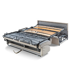 DUNLOPILLO Canapé 4 places convertible express en tissu bleu - couchage lattes larges 160 cm - Matelas 22 cm avec mémoire de forme VIZIR pas cher