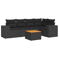 Maison Chic Salon de jardin 6 pcs avec coussins | Ensemble de Table et chaises | Mobilier d'Extérieur noir résine tressée -GKD46878