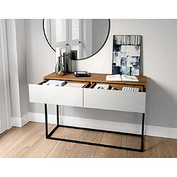 Avis Bestmobilier Roman - console - bois et blanc - 2 tiroirs - 120 cm