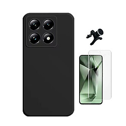 Kit De Film Hydrogel À Coque Complète Avant + Coque En Silicone Liquide + Support Voiture Magnétique Renforcé Phonecare Pour Xiaomi 14T Pro - Noir