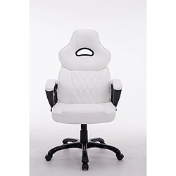 Decoshop26 Fauteuil de bureau sur roulettes design Gaming siège rembourré jusqu’à 180 kg en PVC blanc 10_0002423