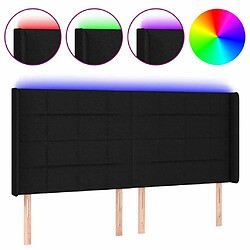 Maison Chic Tête de lit scandinave à LED,meuble de chambre Noir 163x16x118/128 cm Tissu -MN82729