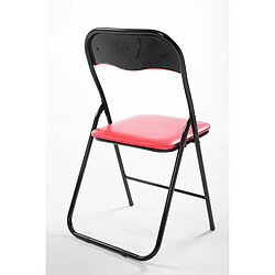 Avis Decoshop26 Chaise de cuisine pliable rouge pied en métal noir MED10008