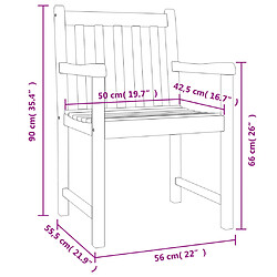 vidaXL Chaises de jardin lot de 8 56x55,5x90 bois massif d'acacia pas cher