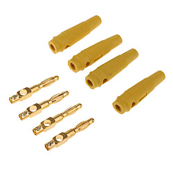 Set 4pcs musical audio haut-parleur câble fil banane connecteur 50mm jaune