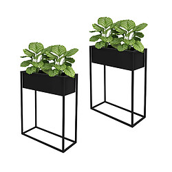 ML DESIGN MODERN LIVING 2x Support pour plantes en métal noir présentoir porte-fleurs stable 57x22x20 cm