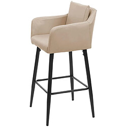 Avis Decoshop26 Lot de 2 tabourets de bar avec repose-pieds en synthétique taupe et métal noir TDB04064