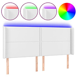 Maison Chic Tête de lit scandinave à LED,meuble de chambre Blanc 203x16x118/128 cm Similicuir -MN44005