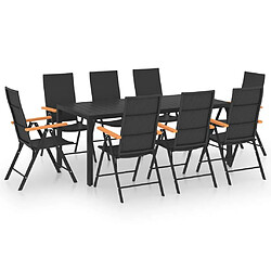 Salle à manger de jardin 9 pcs,Table et chaise à dîner Noir et marron -MN91290