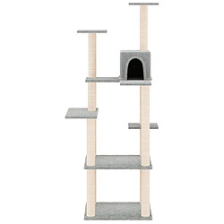 Helloshop26 Arbre à chat meuble tour grimper jouet grattage grattoir escalade plateforme avec griffoirs en sisal clair 153 cm gris 02_0022576