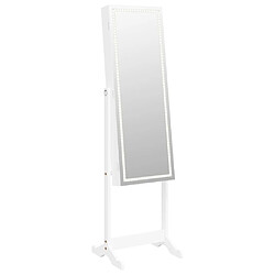 vidaXL Armoire à bijoux miroir avec lumières LED sur pied blanc