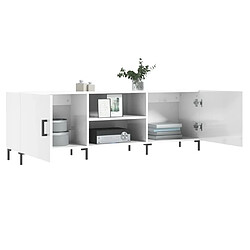 Avis vidaXL Meuble TV blanc brillant 150x30x50 cm bois d'ingénierie