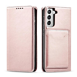 Ozzzo etui pour cartes magnetiques pour samsung galaxy s22 + (s22 plus) pochette portefeuille porte-cartes rose