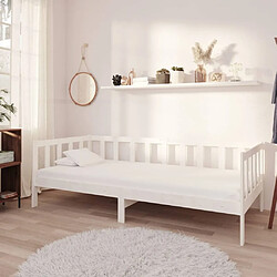 Maison Chic Lit de jour avec matelas, Lit de repos Lit d'invité pour Salon Chambre,Canapé-lit 90x200 cm Blanc Bois de pin massif -MN37397