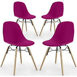 ICONIK INTERIOR Chaise de Salle à Manger - Design Scandinave - Pieds en Bois - Lot de 4 - Skögur Mauve