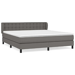 vidaXL Sommier à lattes de lit avec matelas Gris 160x200 cm Similicuir