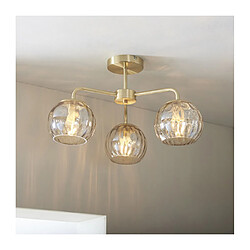 Endon Plafonnier Dimple 1 ampoule Acier,verre Plaque Laiton en satin,verre lustre de champagne