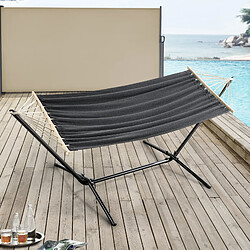 Hamac avec Cadre Surte Acier Coton Polyester 200x100 cm Noir Gris Foncé [en.casa]