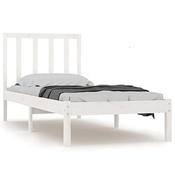 Maison Chic Lit adulte - Lit simple Cadre de lit,Structure du lit Contemporain Blanc Bois de pin massif 90x200 cm -MN88015