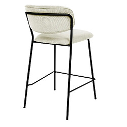 Moloo CLARA-Tabouret de bar en tissu cotelé Ecru et métal noir mat (x2)