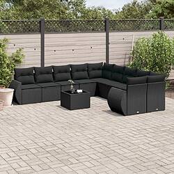 Maison Chic Salon de jardin 11 pcs avec coussins | Ensemble de Table et chaises | Mobilier d'Extérieur noir résine tressée -GKD77338