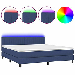 Sommier à lattes LED,Cadre à lattes de lit avec matelas pour Adulte Bleu 160x200 cm Tissu -MN90858