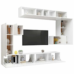 Avis Maison Chic Ensemble de meubles TV 8 pcs | Banc TV Moderne pour salon | Meuble de Rangement - Blanc Aggloméré -MN66471