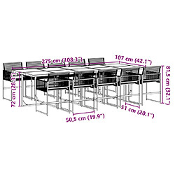 vidaXL Ensemble à manger de jardin 11 pcs noir résine tressée pas cher