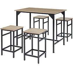 Tectake Ensemble table de bistrot Edinburgh - bois clair industriel