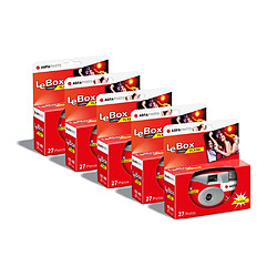 AGFA PHOTO 601020 - Appareil Photo Jetable LeBox Flash, 27 photos, Objectif Optique 31 mm - Gris et Rouge - Gris et Rouge