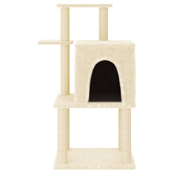 Helloshop26 Arbre à chat meuble tour grimper jouet grattage grattoir escalade plateforme avec griffoirs en sisal 97 cm crème 02_0022538