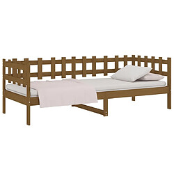 Avis Maison Chic Lit de jour, Lit de repos pour Salon Chambre,Canapé-lit,Lit d'invité Marron miel 90x190 cm Bois de pin massif -MN24371