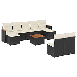 Maison Chic Salon de jardin 10 pcs avec coussins, Ensemble Tables et chaises d'extérieur noir résine tressée -GKD804166