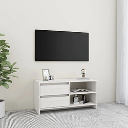 vidaXL Meuble TV Blanc 80x31x39 cm Bois de pin massif