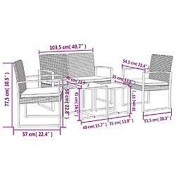 vidaXL Ensemble à manger de jardin 5 pcs et coussins marron rotin PP pas cher