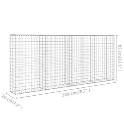 vidaXL Mur à gabion avec couvercles Acier galvanisé 200 x 20 x 85 cm pas cher